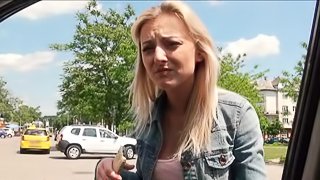 Real amateur Czech slut Katy Rose pussy fucked in public
