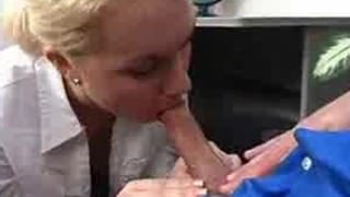 Foreign exchange student Leah Jaye sucking the deans cock