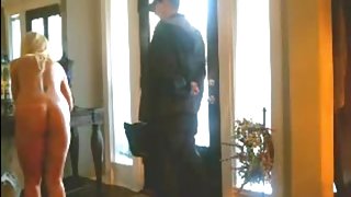 Blond Flashes Ass To Pizza Guy
