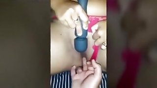 Horny pussy play with dildo and real hard cock