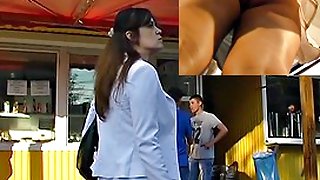 Gorgeous students upskirt in subway