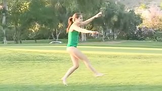 Cute Girl Running Totally Naked in Public in the Park